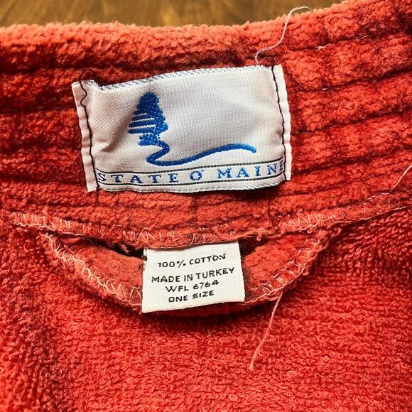 VTG State O Maine Red Terry Cloth Bathrobe 100% Cotton Heavyweight One Size - Picture 3 of 16